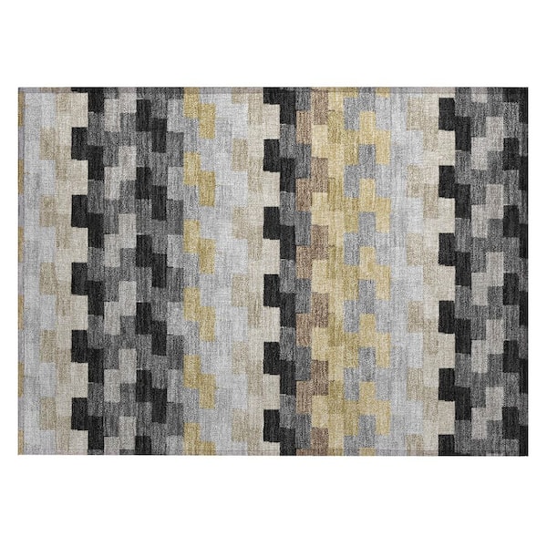 Chantille Machine Washable Indoor/Outdoor Abstract ACN3052 Graphite 2 ft. x 3 ft. Accent Rug