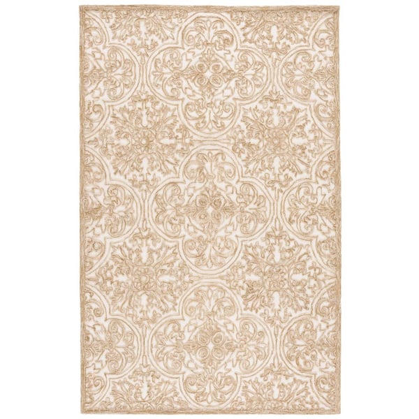 Martha Stewart 4 ft. x 6 ft. Ivory/Olive Floral Ornate Area Rug