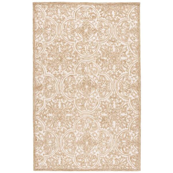Martha Stewart 5 ft. x 8 ft. Ivory/Olive Floral Ornate Area Rug