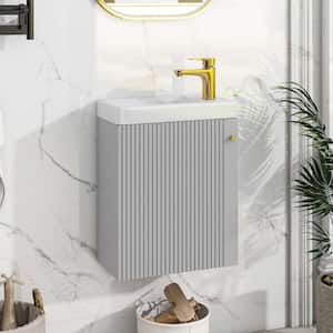 Ami 16 in. W x 8.7 in. D x 20.5 in. H Single Sink Bathroom Vanity in Gray with Ceramic Top (Soft-Close Door)