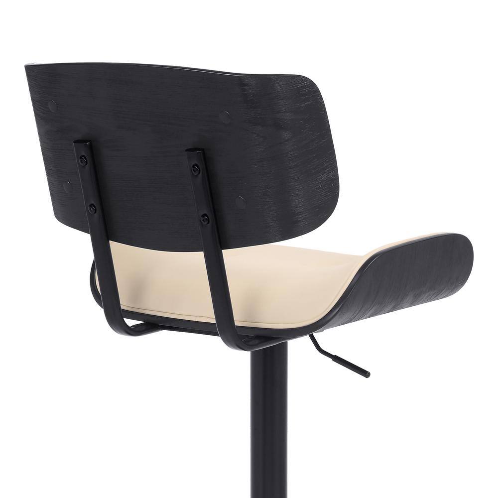 Mid-Century Modern Cream & Black Swivel Adjustable Barstool