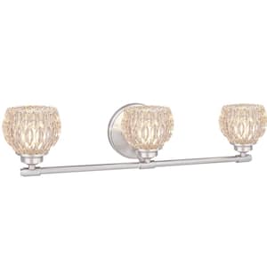 3-Light Brushed Nickel Vanity Light with Glass Shade