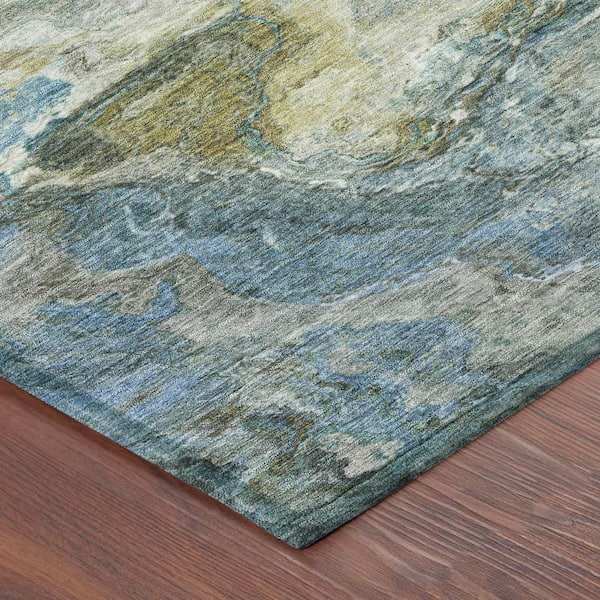 Chantille Machine Washable Indoor/Outdoor Abstract ACN2797 Denim 2 ft. x 7 ft. Runner Rug