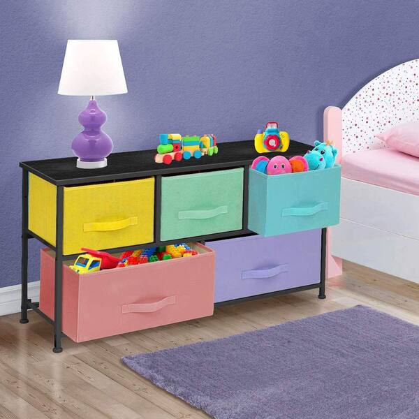 draw drawers Wool Big Chouchou バーガンディ Sorbus 5-Drawer Pastel Black Dresser Steel Frame Wood Top
