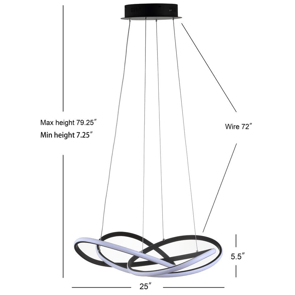 Alexia 25" Black Matte Metal LED Adjustable Geometric Pendant