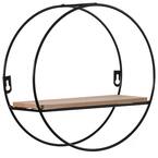 Black Decorative Round Accent Floating Shelf Circle Decor Display Wall Mounted Rack with Metal Frame and Shelf