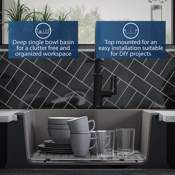 Karran QT-671 Quartz/Granite 25 in. Single Bowl Top Mount