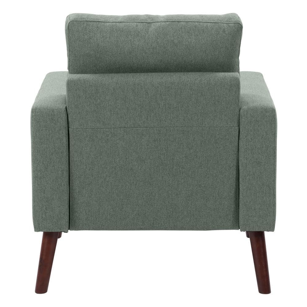 Elwood Modern Green Twill Tufted Accent Chair with Wood Legs