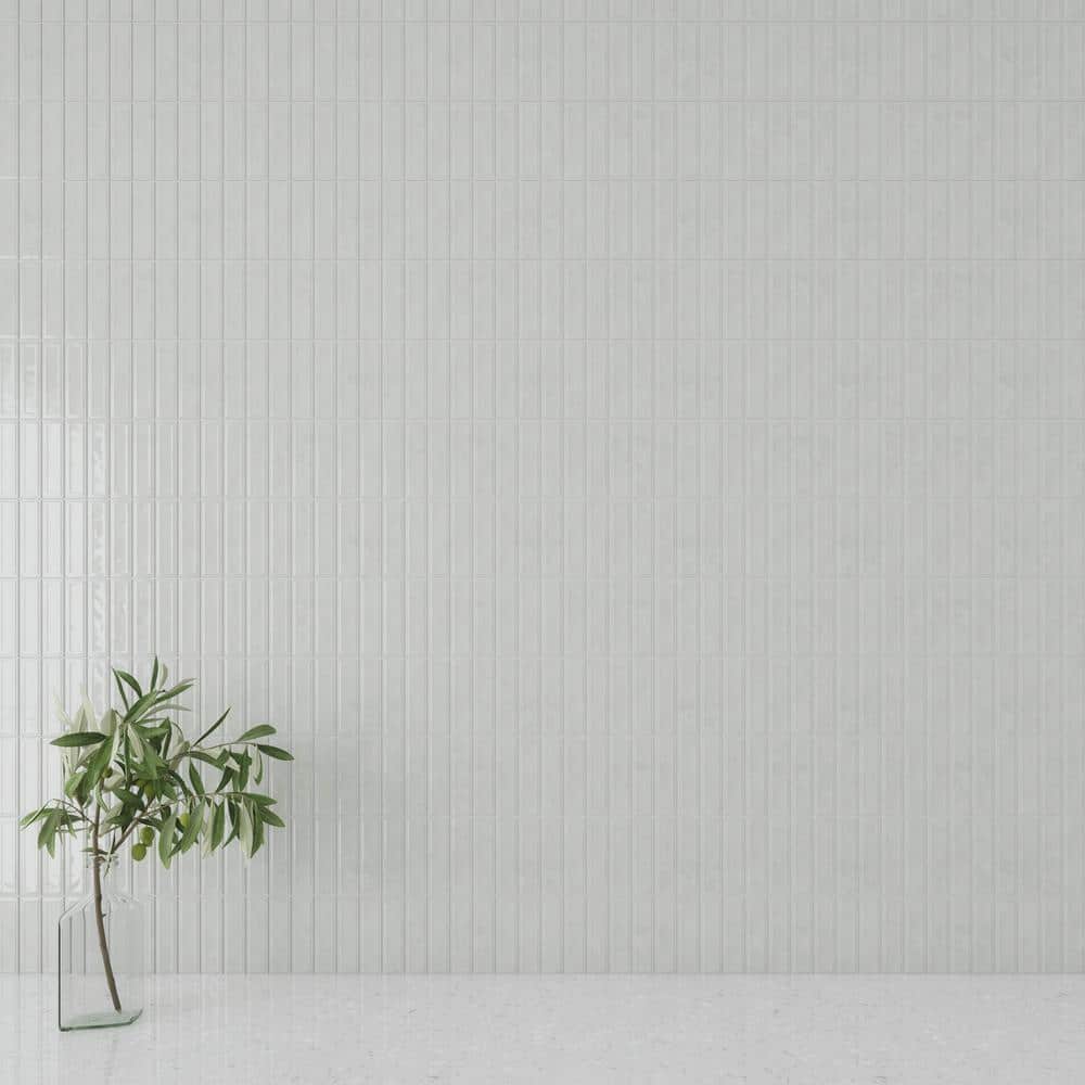 Lineas 8"x 8" White Glossy Ceramic Wall Tile