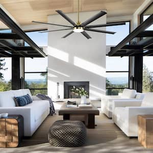 Oscar 6 ft. Integrated LED Indoor Black-Aluminum-Blade Gold Ceiling Fan with Light and Remote Control Included