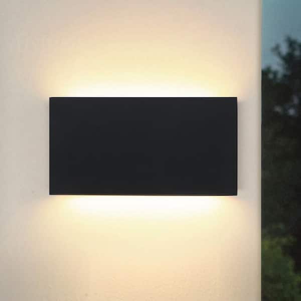 C Cattleya 9.75 in. Black Hardwired Dimmable LED Outdoor Wall Lantern Sconce