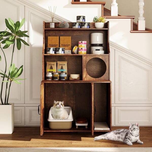 キャビテーション　キャビマックス Gymax 11.5 in. Brown Large Wooden Cat Litter Box Enclosure w