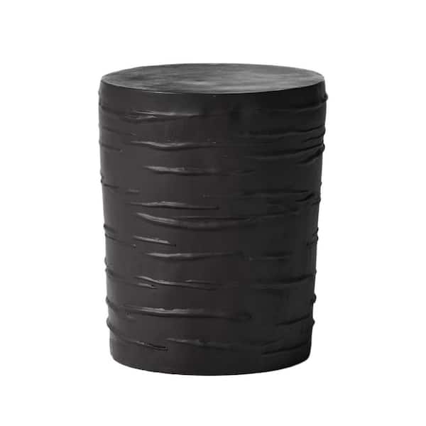 Avex Black Round Concrete 18.75 in. H Outdoor Side Table