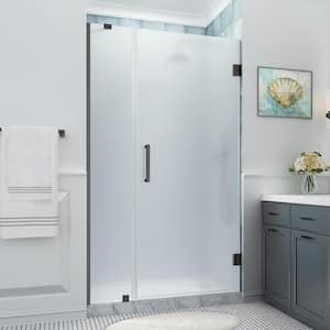 Belmore XL 44.25 - 45.25 in. x 80 in. Frameless Hinged Shower Door with Ultra-Bright Frosted Glass in Oil Rubbed Bronze
