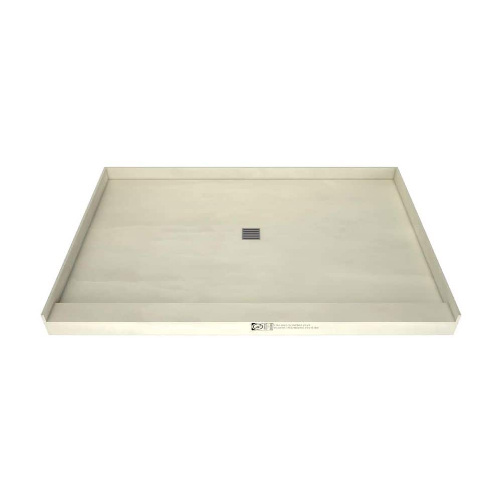 48 In x 72 In Single Curb Tileable Shower Pan with Center Drain and Brushed Nickel Grate price history on PriceWatchPro