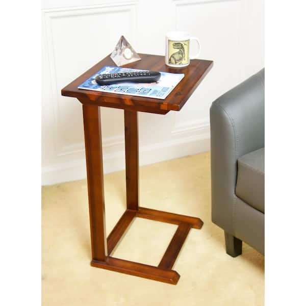 Solid Acacia Wood 26 in. Mahogany Slide Under Sofa C Table