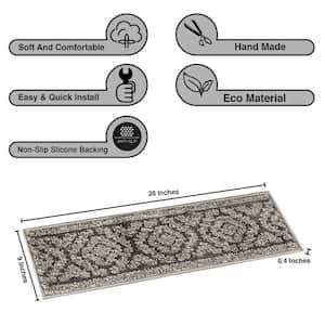 Sofihas Dark Gray 9 in. x 28 in. Polypropylene with Latex Backing Carpet Stair Tread Covers (Set of 15)