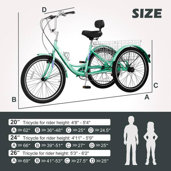その他 Tricycle MOONCOOL 24 in. Adult Tricycle 3 Wheel Trike Low Stand-Over