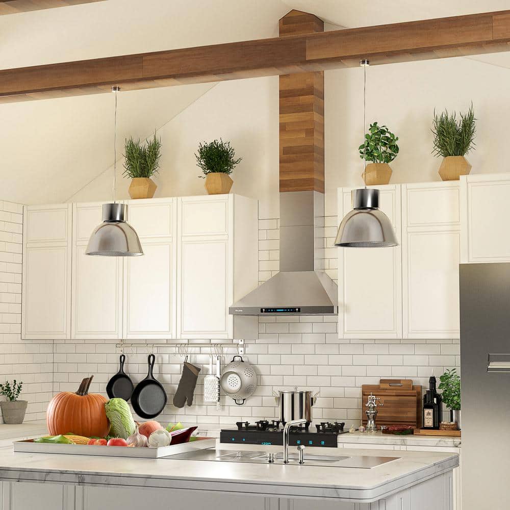 30 Inch Stainless Steel Convertible Wall Mount Range Hood with LED Lights