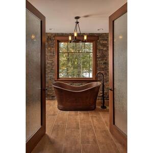 5.58 ft. Hammered Copper Double Slipper Flatbottom Non-Whirlpool Bathtub in Oil Rubbed Bronze