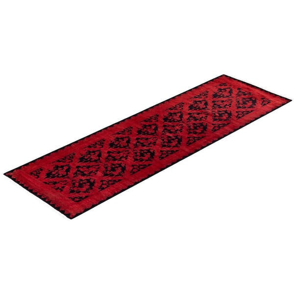 Overdyed Red 2 ft. 5 in. x 7 ft. 1 in. Wool Indoor Area Rug