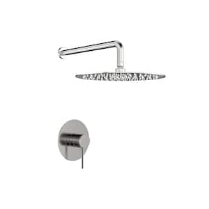 Single Handle 1-Spray Shower Faucet 1.8 GPM with Pressure Balance10''Round Head Shower in. Brushed Nickel Valve Include