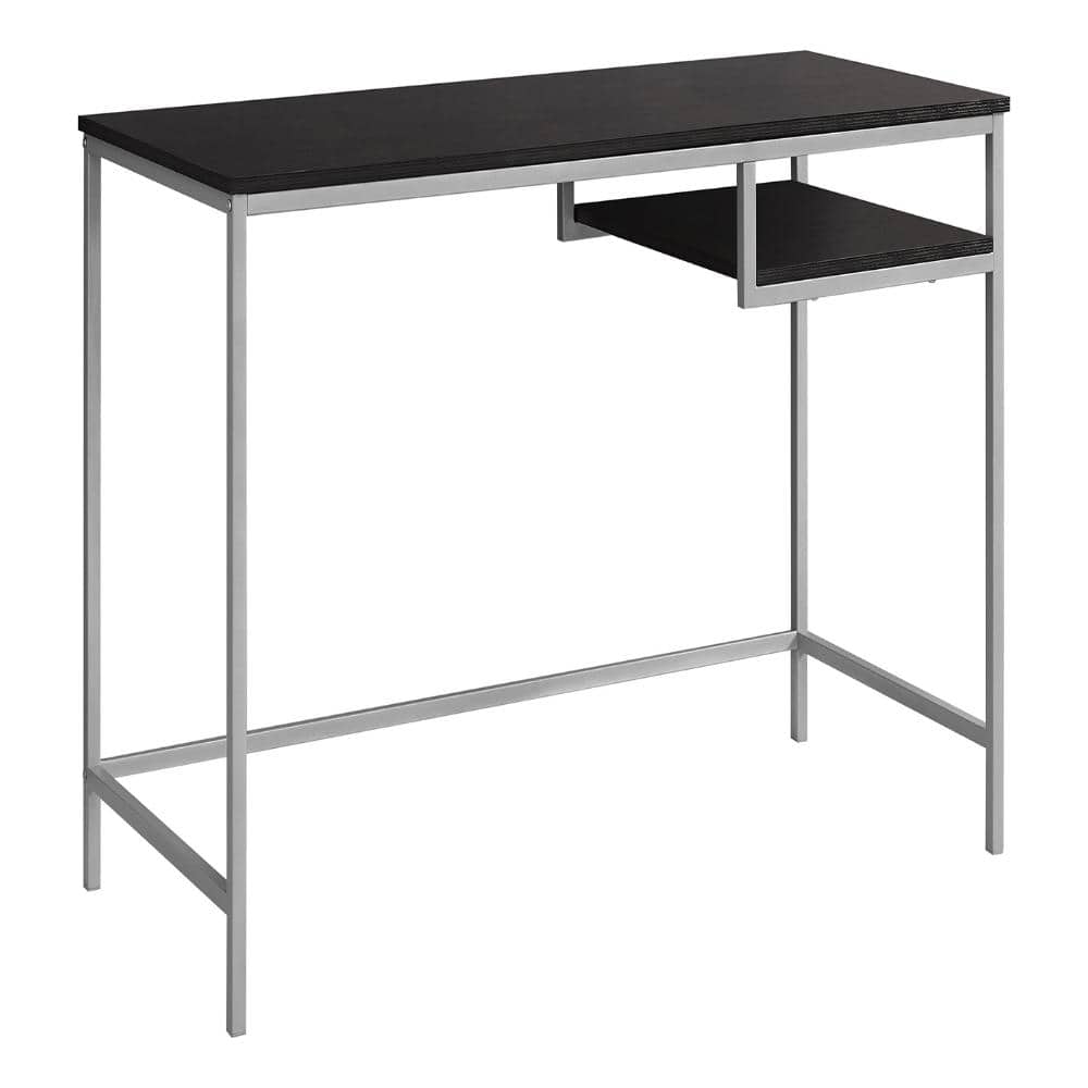 Espresso Desk with Open Cubby, Silver Legs, Modern Industrial, Compact price history on PriceWatchPro