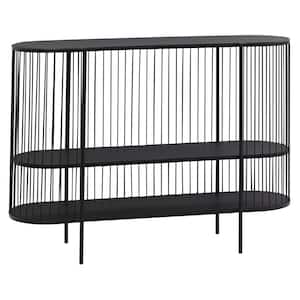 48 in. Black Oval Metal Narrow Birdcage Style 2 Shelf Console Table