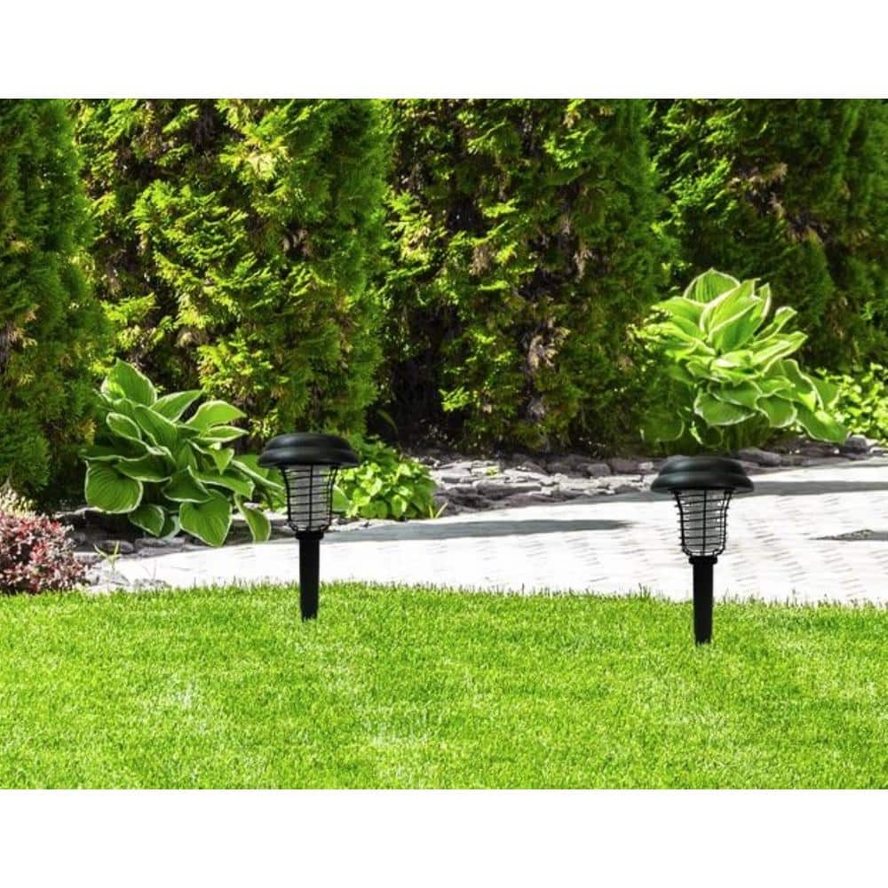 Black Solar Powered 2-in-1 Bug Zapper Stake Light