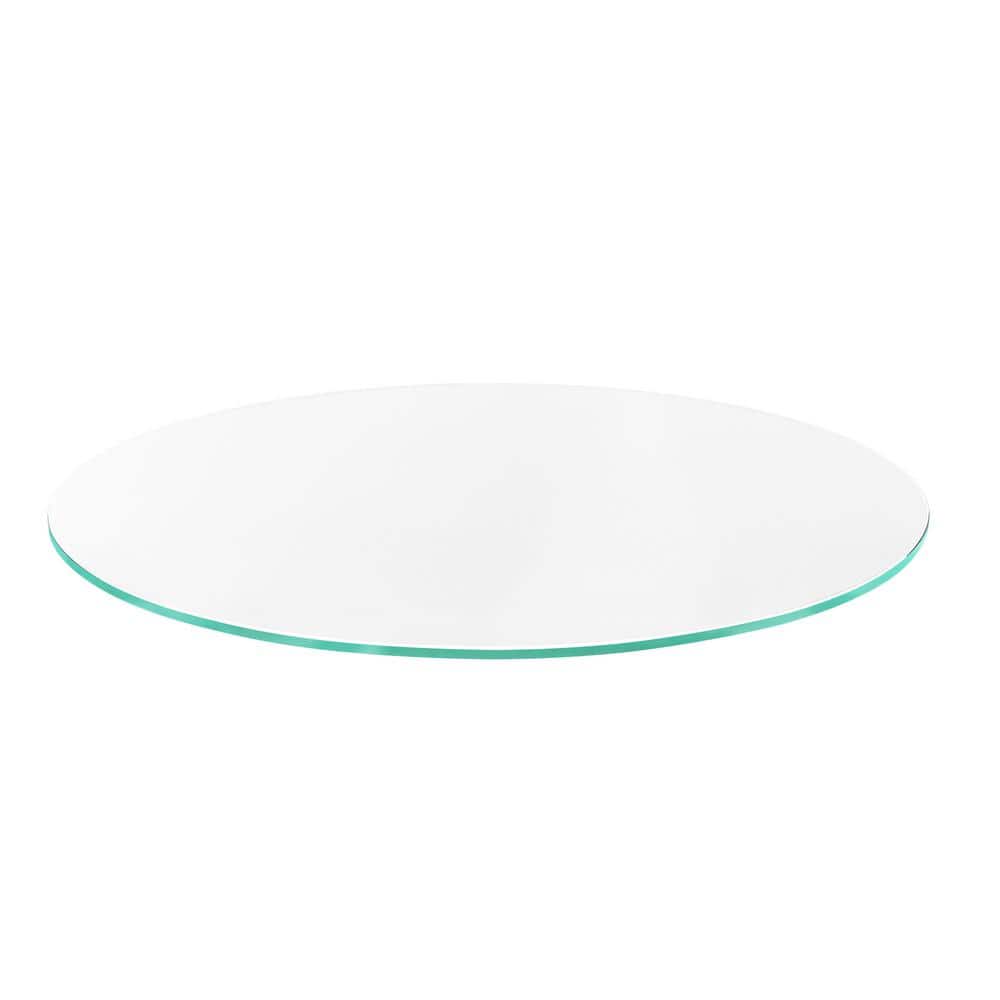 Elegant 18" Round Clear Tempered Glass Table Top with Flat Polished Edge