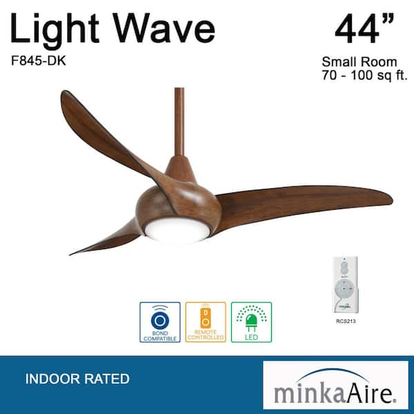 MINKA-AIRE Light Wave 44 in. LED Indoor Distressed Koa Ceiling Fan