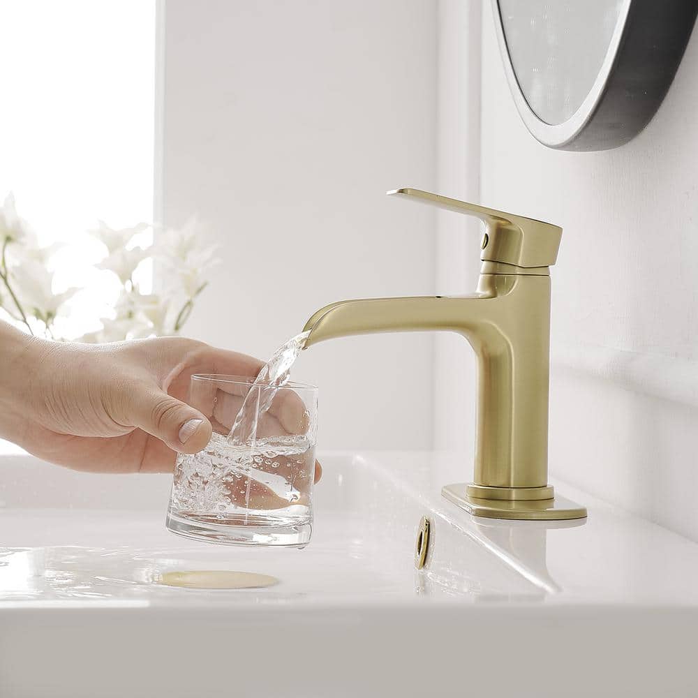 Brushed Gold Single Handle Waterfall Bathroom Faucet