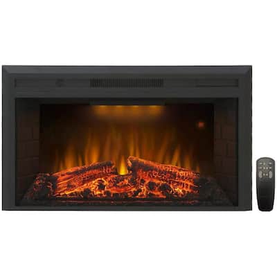 36 in. x 21 in. H 750-Watt/1500-Watt Electric Fireplace Insert with Overheating Protection, Black