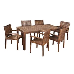 Fallon Dark Brown 7-Piece Wood Outdoor Dining Set