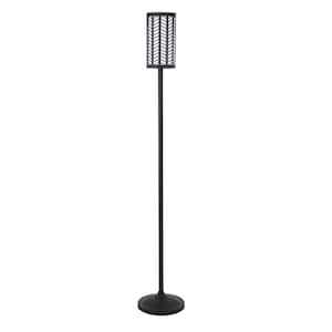 63 in. Black 1 1-Way (On/Off) Torchiere Floor Lamp for Living Room with Metal Drum Shade