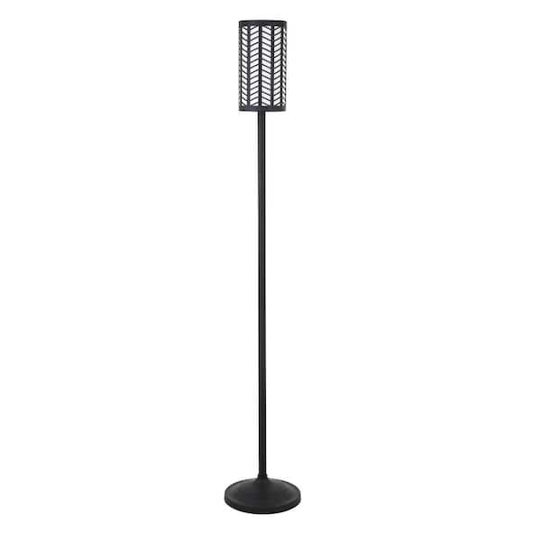 HomeRoots 63 in. Black 1 1-Way (On/Off) Torchiere Floor Lamp for Living Room with Metal Drum Shade