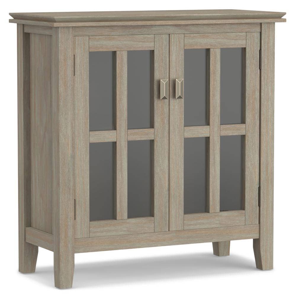 Artisan Handcrafted Solid Wood Low Storage Cabinet in Distressed Grey