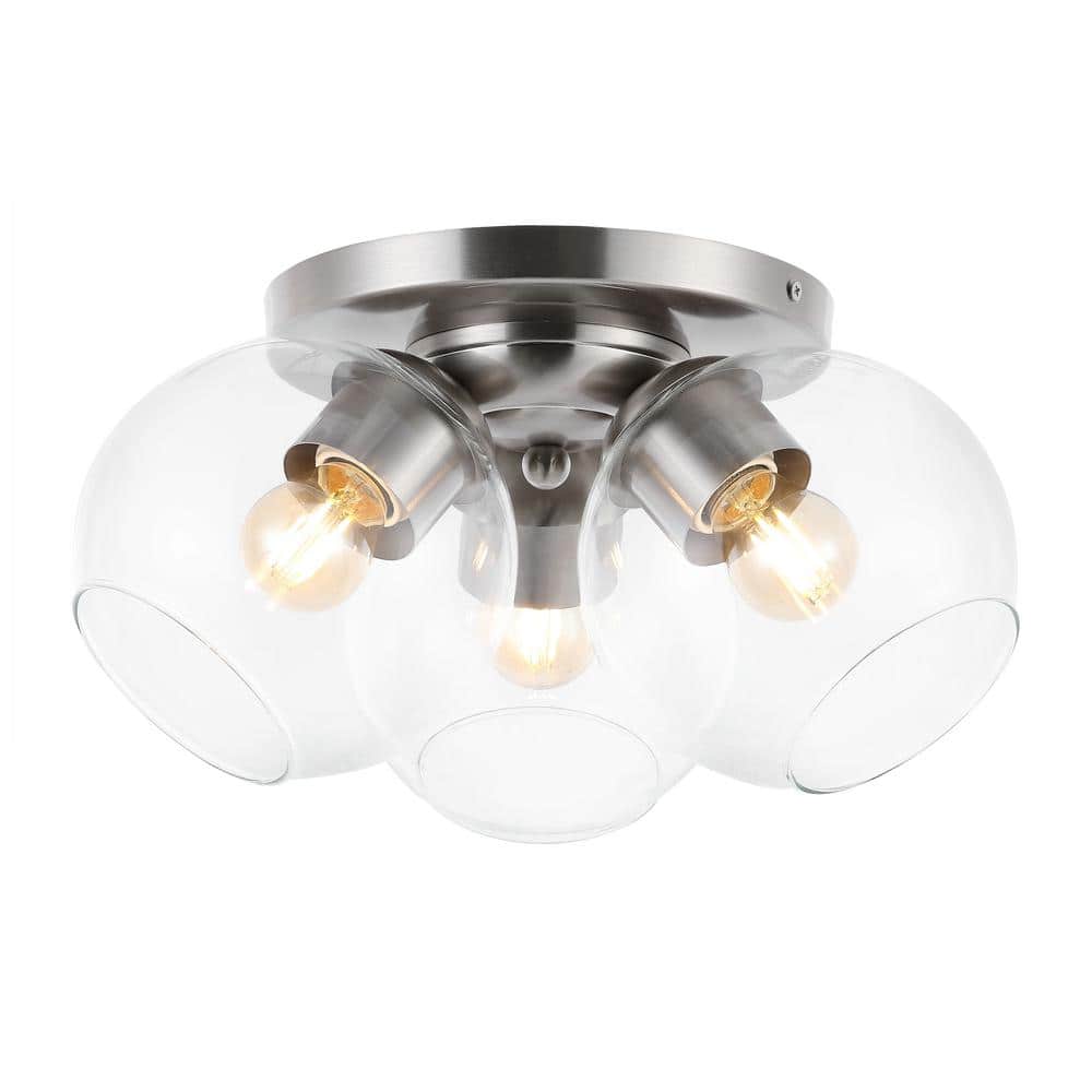 11.5" Clear Glass Nickel LED Flush Mount Ceiling Light