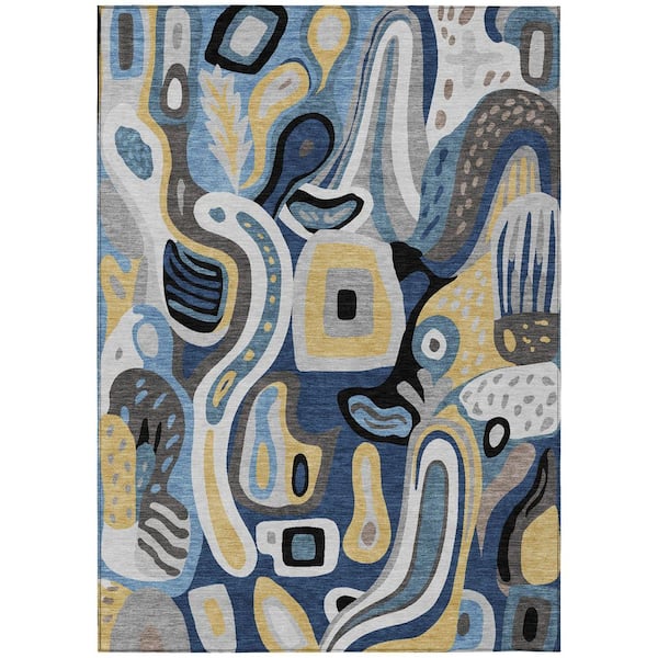Chantille Machine Washable Indoor/Outdoor Abstract ACN2488 Blue 3 ft. x 5 ft. Area Rug