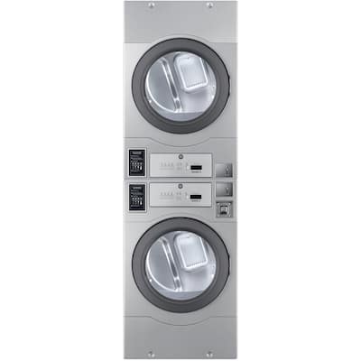 Commercial Laundry 7 cu. ft. Grey Stainless Steel Stacked Electric Dryer Coin-Operated