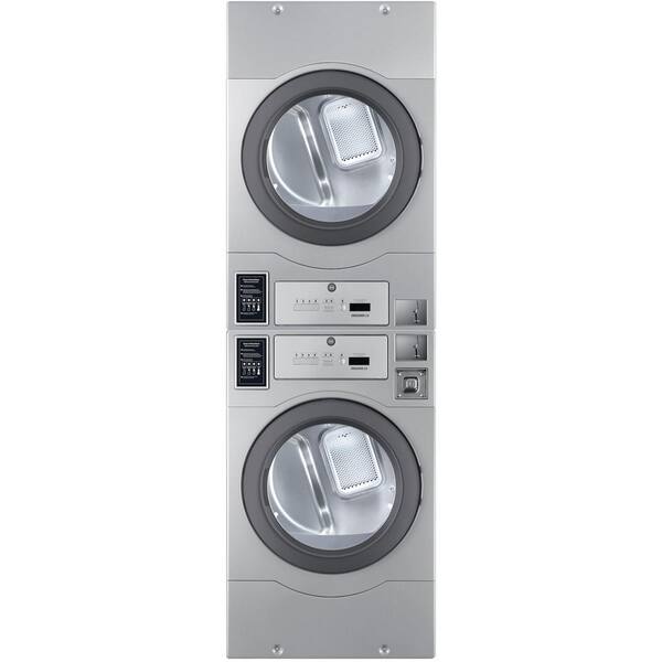 Crossover Commercial Laundry 7 Cu Ft Grey Stainless Steel Stacked Electric Dryer Coin Operated 1131