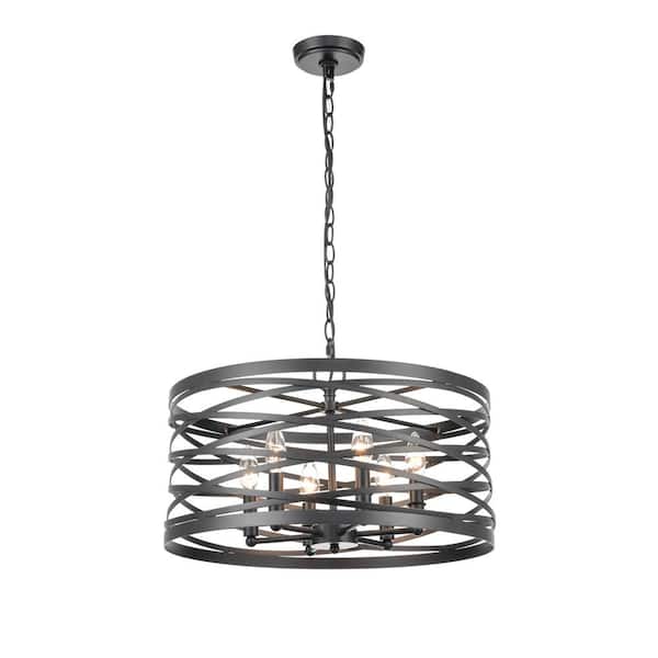 929 LIGHTING 19.5 in. 6-Light Matte Black Pendant
