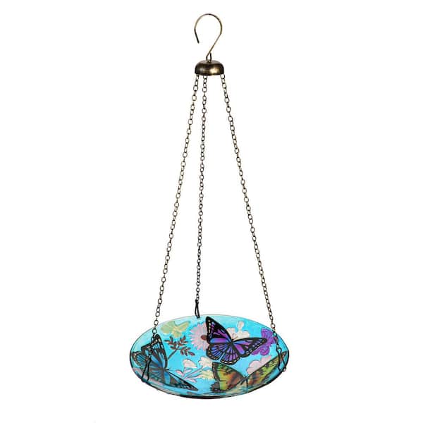 Evergreen Bountiful Butterfly Hanging Glass Birdbath