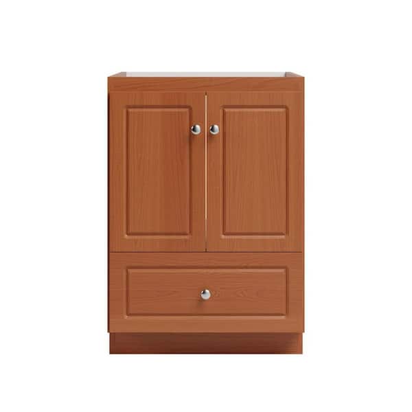 Ultraline 24 in. W x 21 in. D x 34.5 in. H Bath Vanity Cabinet without Top in Medium Alder