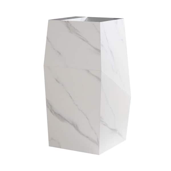 FINE FIXTURES Canyon 15 in. W x 15 in. L Luxury Composite Square Pedestal Sink and Basin Combo in White Carrara