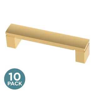 10-Pack Simply Geometric 3-3/4 in. (96 mm) Modern Gold Cabinet Drawer Pulls
