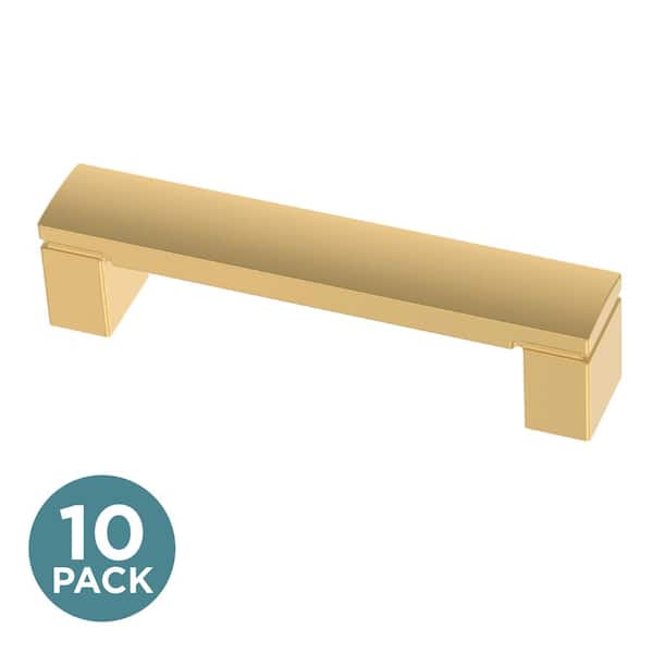 10-Pack Simply Geometric 3-3/4 in. (96 mm) Modern Gold Cabinet Drawer Pulls