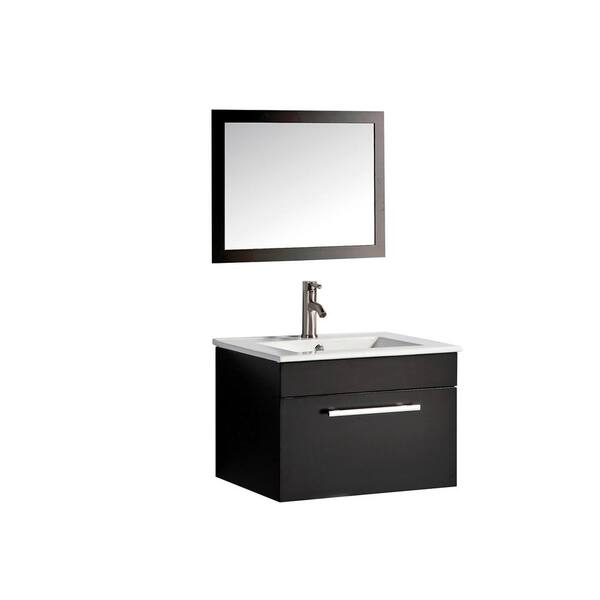 VOLPA USA AMERICAN CRAFTED VANITIES Nepal 24 in. W x 18 in. D x 19.7 in. H Vanity in Espresso with Porcelain Vanity Top in White with White Basin