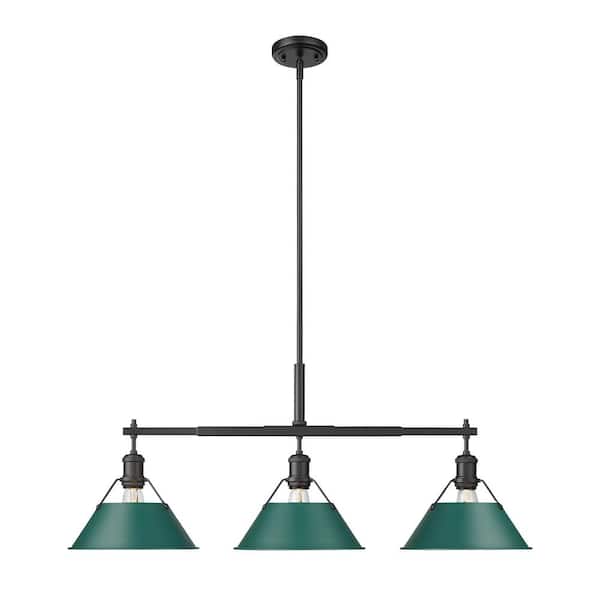 Orwell 100-Watt 3-Lights Matte Black Island Pendant Light with Metal Shade, No Bulbs Included