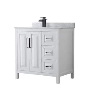 Daria 36 in. W x 22 in. D x 35.75 in. H Single Bath Vanity in White with White Carrara Marble Top